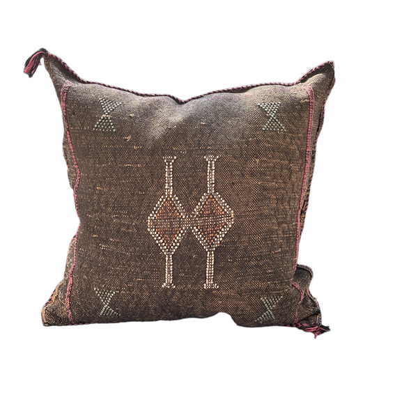 Moroccan Cactus Silk Cushion - Brown Pink