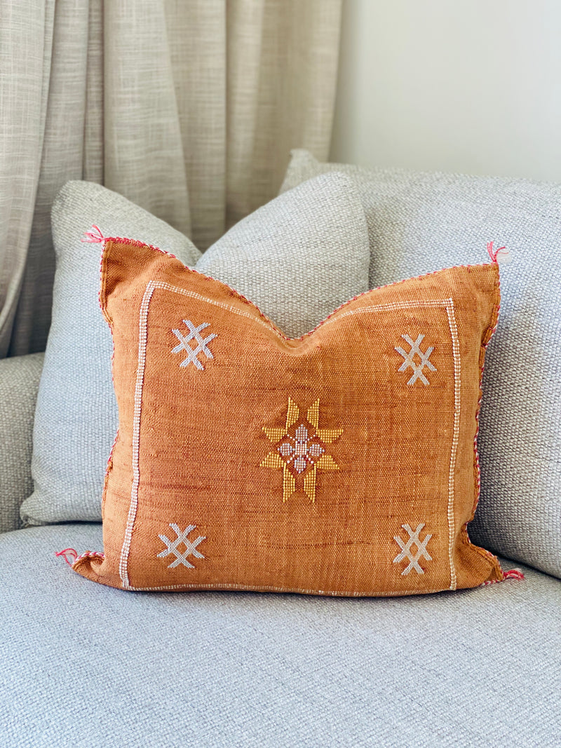 Cactus Silk Cushion - Orange Nouwara