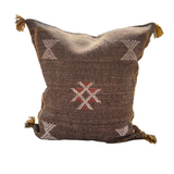 Moroccan Cactus Silk Cushion - Brown Yellow