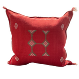 Cactus Silk Cushion - Red and green