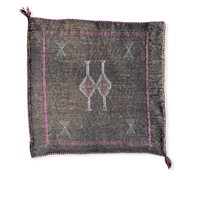 Moroccan Cactus Silk Cushion - Brown Pink